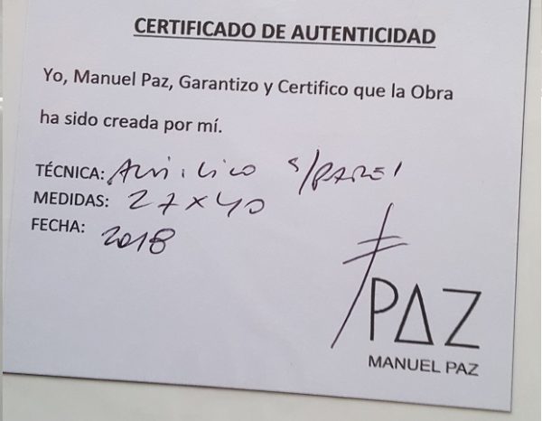 Certificado Manuel Paz 06 Acrílico sobre papel 27x40 cm