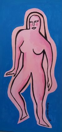 Pablo Auruccio 12 Mujer Rosa - Acrílico sobre madera 40 x 60